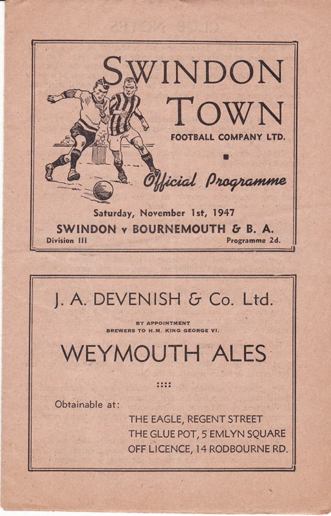<b>Saturday, November 1, 1947</b><br />vs. Bournemouth and Boscombe Athletic (Home)